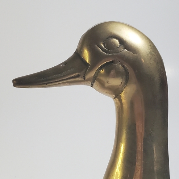 VINTAGE Solid Brass Mallard Duck Bookends / Brass Metal Duck Bookends by Leonard - Picture 4 of 15